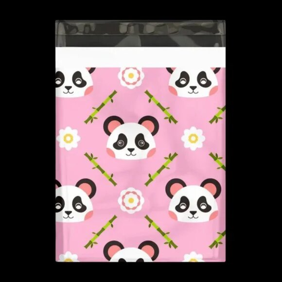 30 Poly Mailers/shipping Bags/ 30 Thank you Stickers -  Panda & plain white - Picture 2 of 3